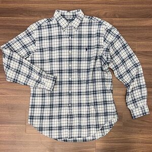 Polo Ralph Lauren Navy and White Plaid Shirt Classic Fit Large